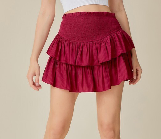 Mini Pleat Ruffle Skirt-Rasp
