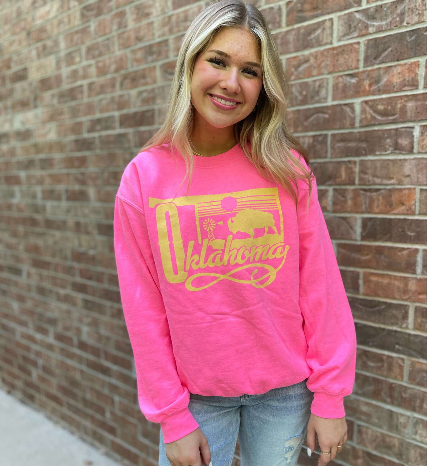 Our Great State Pullover-H Pink