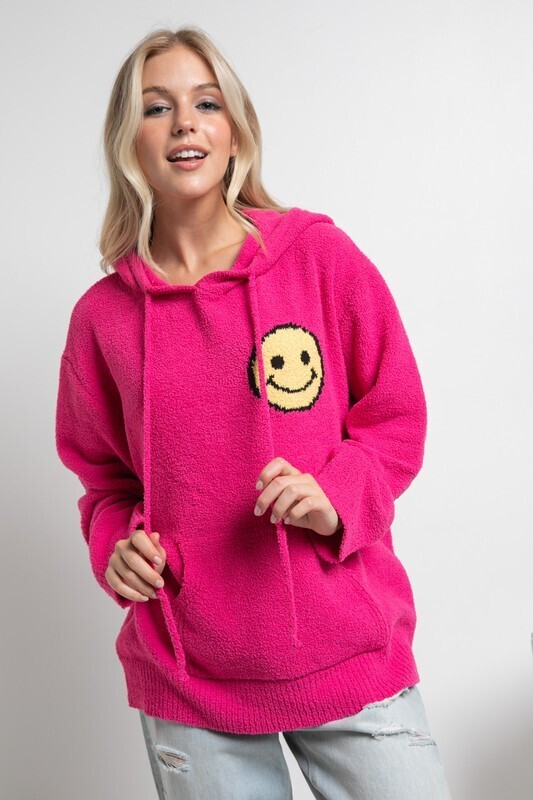 Cozy Smile Hoodie-Pink