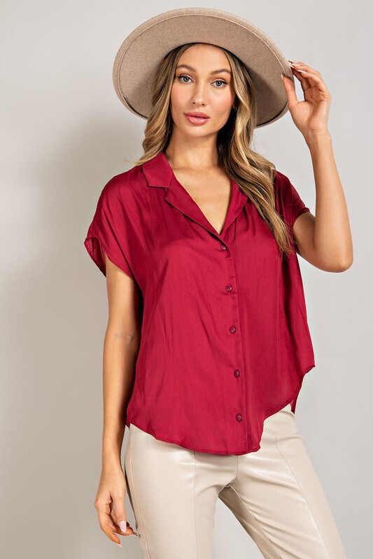 Easy Silky Blouse- Red