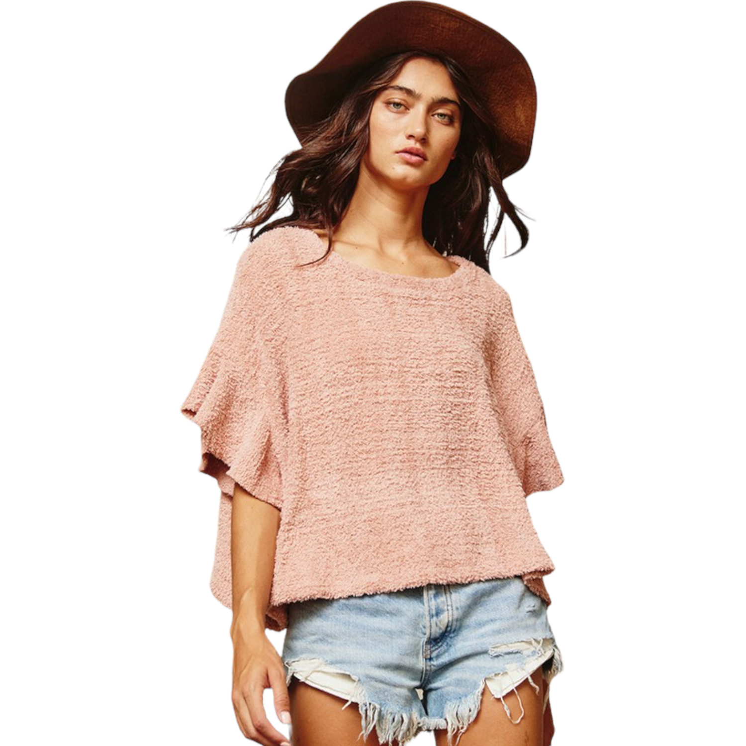 Jeri Ruffle Sweater-mauve