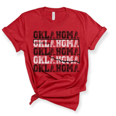 Stacked Oklahoma Tee-Red