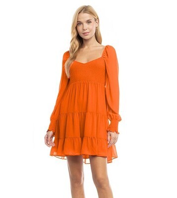 Molly Smocked Dress-Orange