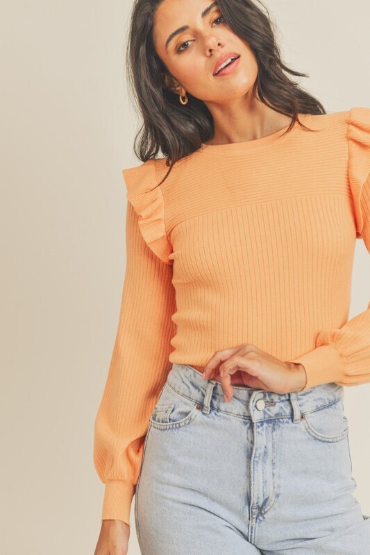 Kate Ruffle Sweater-Orange