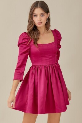 Long Sleeve Corset Dress-Pink