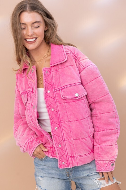 Washed Quilted JacketPink
