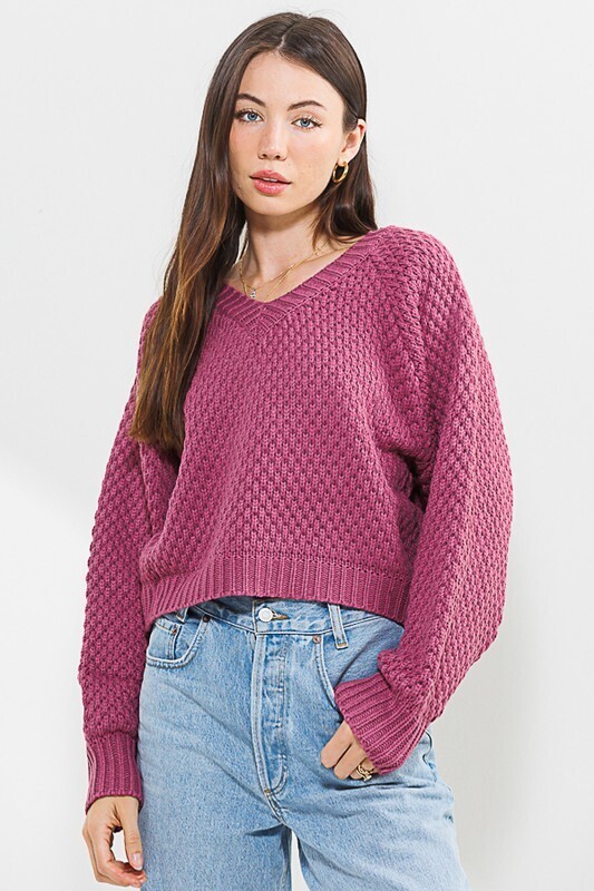 Vanessa V Neck Sweater-Orchid