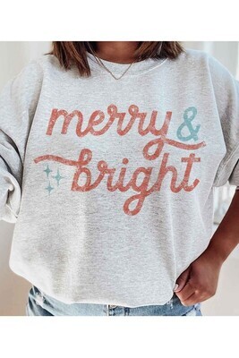Merry & Bright Script Pullover-Gry