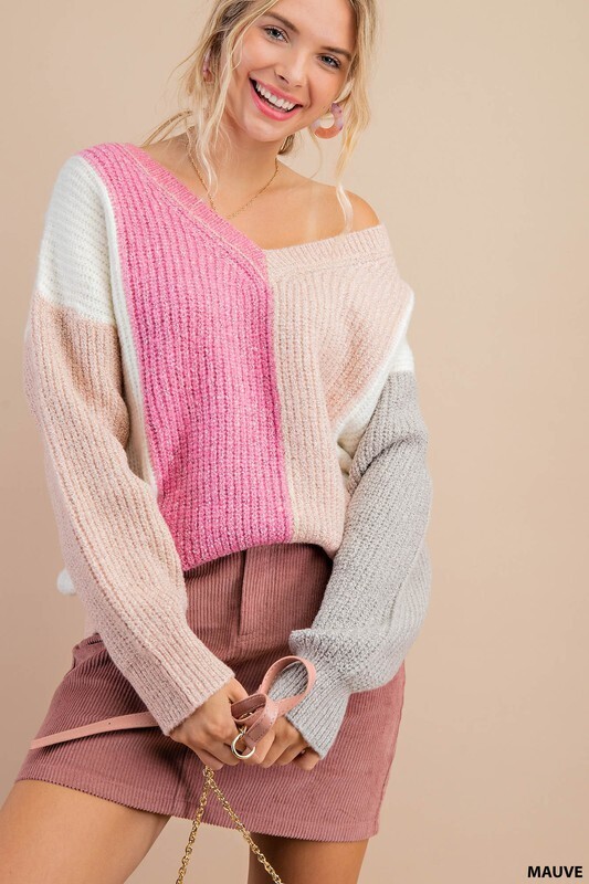 Baby Pink Colorblock Sweater