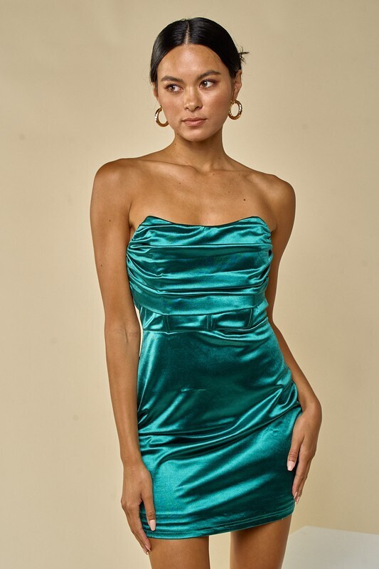 Satin Rachel Strapless-Green