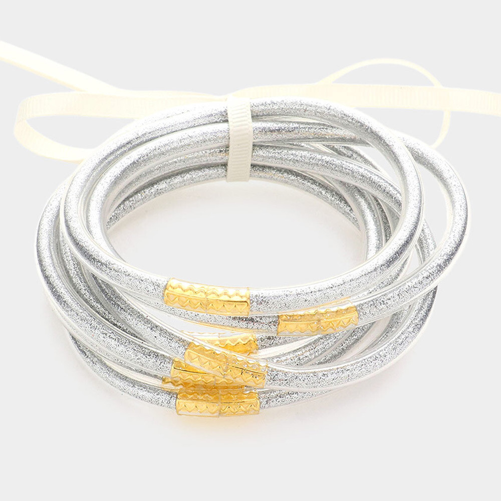 Glitter Bracelet Set-Silver