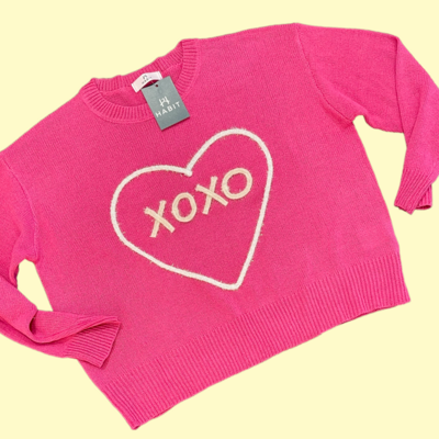 XOXO Heart Sweater-Pink