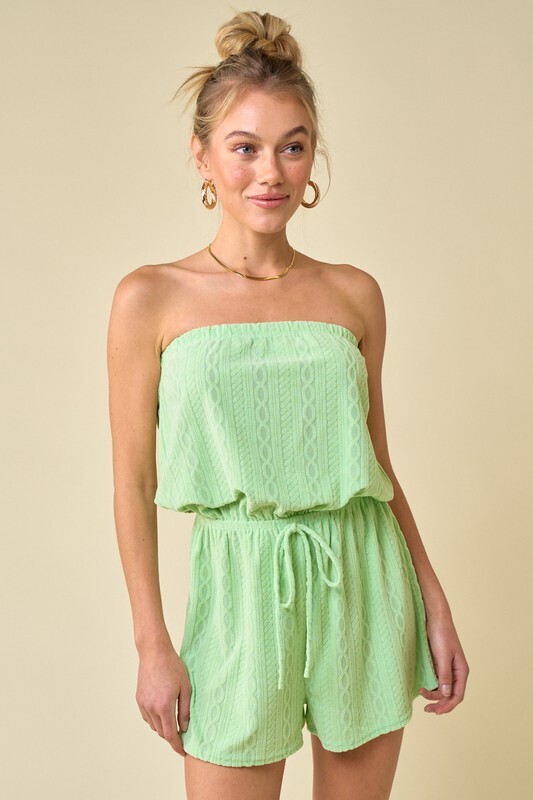 Cable Knit Romper-Green