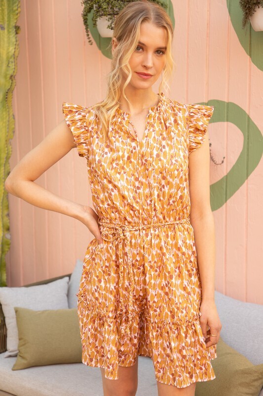 Heidi Print Dress-Orange