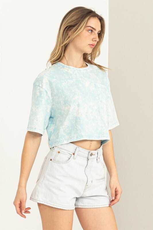 Washed Up Crop Tee-Blue