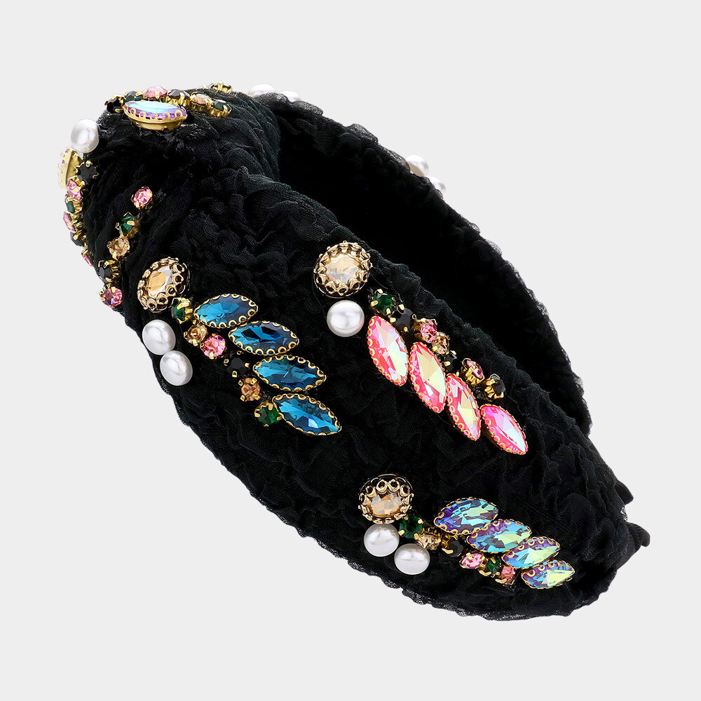 Jeweled Headband-Blk