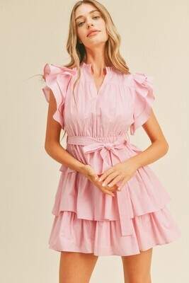 Julie Ruffle Dress-Pink