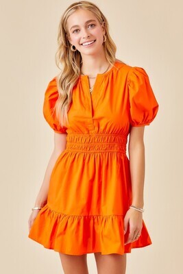 Perfect Poplin Dress-Orange
