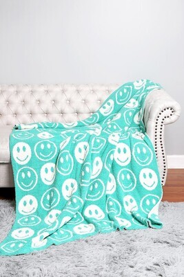 All Over Smiles Blanket-Turq