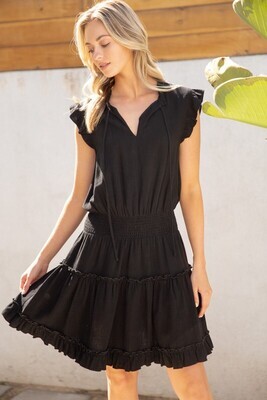 Sweet Thing Linen Dress-Blk