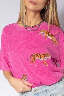 Tiger Print Tee-Pink