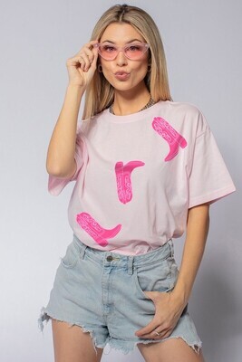 All Over Boots Tee-Pink