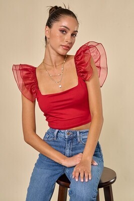 Jace Ruffle Top-Red