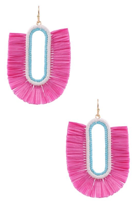 Raffia Hoops-Pink