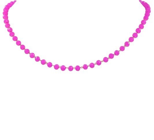Faceted Beaded Choker-Pink