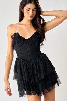 Frilly Romper-Blk