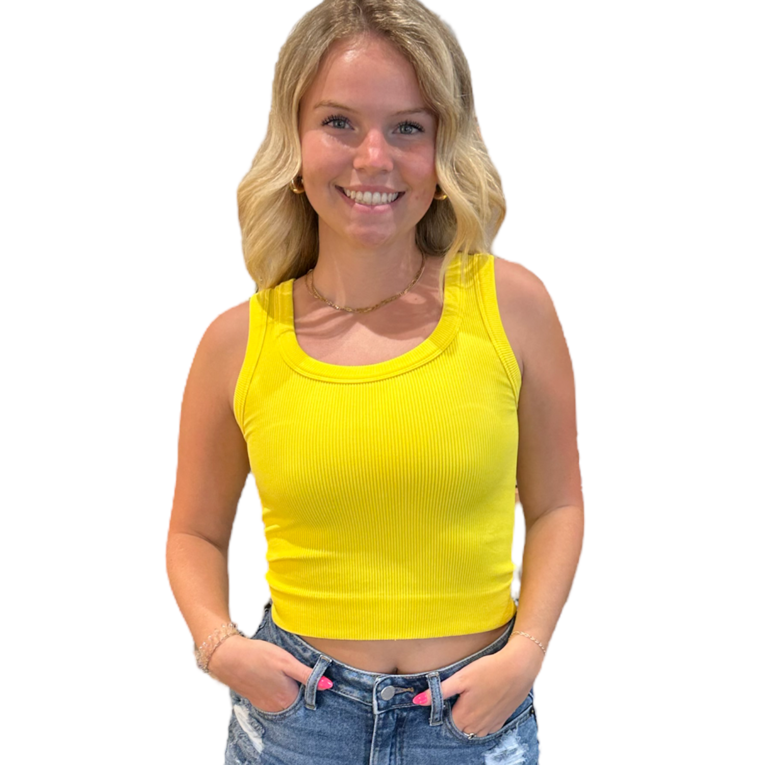 Cary Scoop Crop-Yellow
