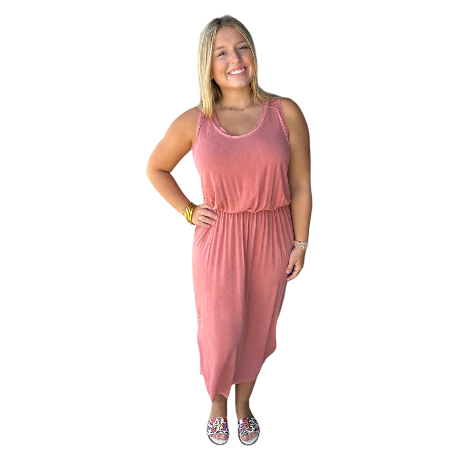 Tammie Washed Midi-Coral