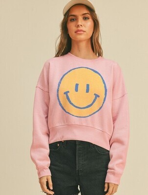 Cropped Happy Pullover-Pink