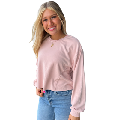 Jules Washed Pullover-Pink