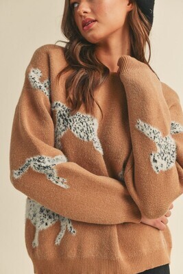 Snow Leopard Sweater-Camel