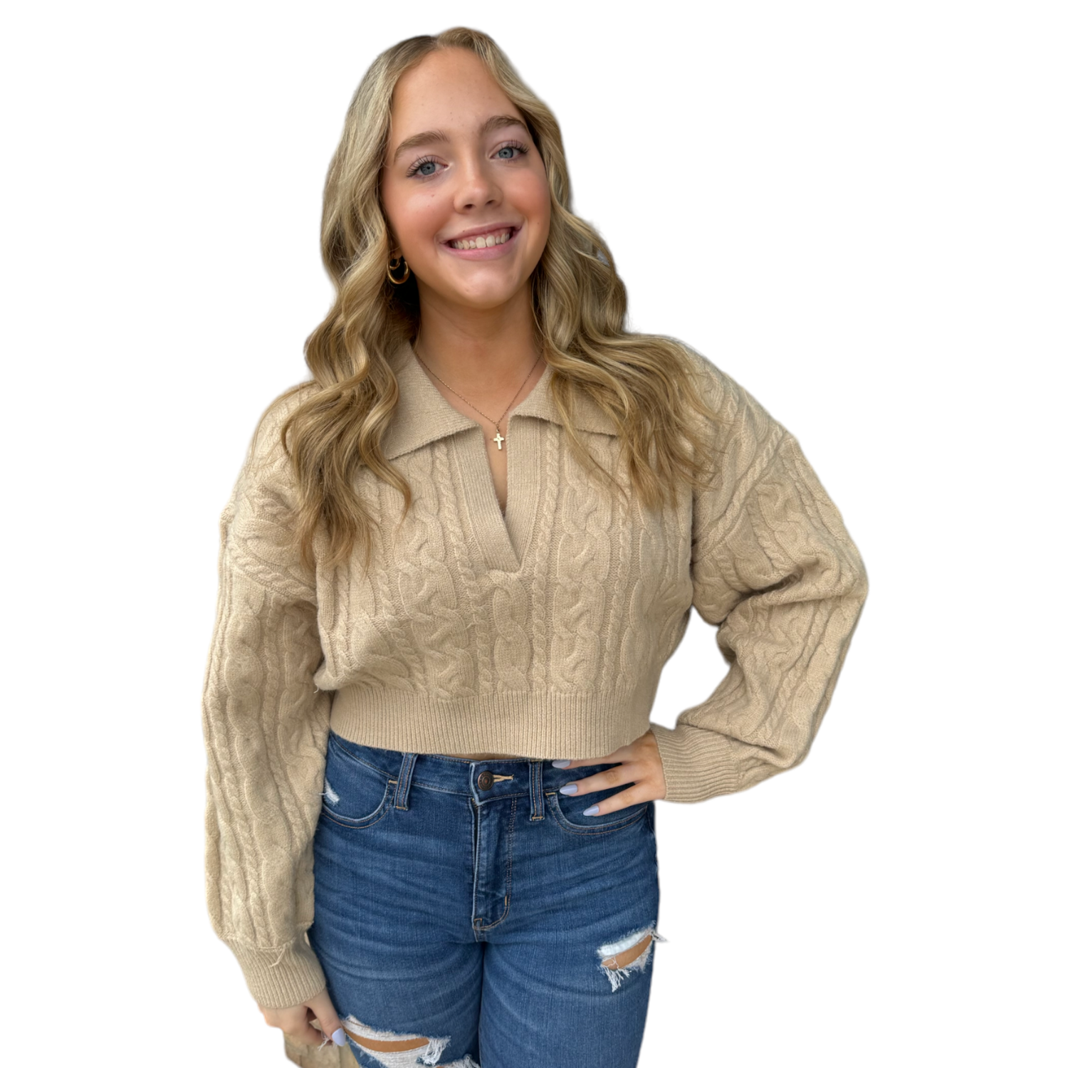 Chunky Cable Crop Sweater