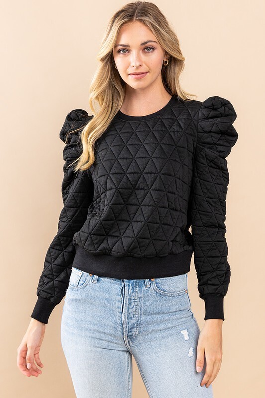 Quilted Puffy Shoulder-Blk
