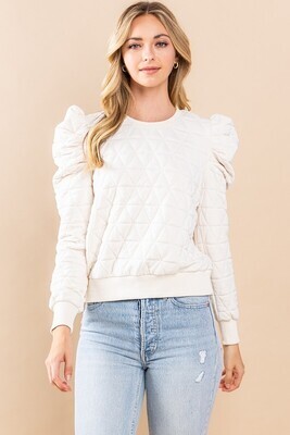 Quilted Puffy Shoulder-Cream