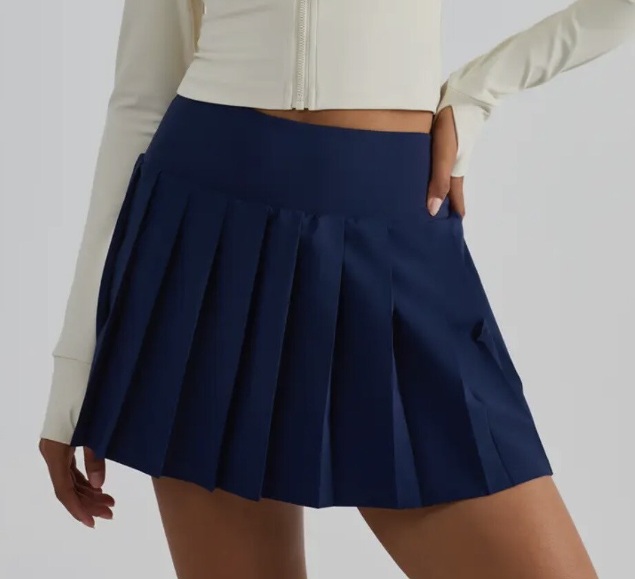 Love Pleated Skirt-Navy