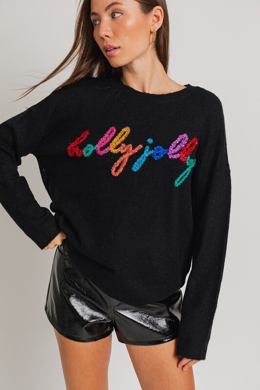 Holly Jolly Sweater-Blk