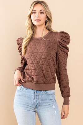 Quilted Puffy Shoulder-Brown