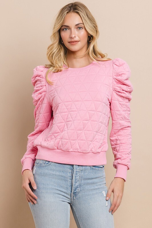 Quilted Puffy Shoulder-Pink