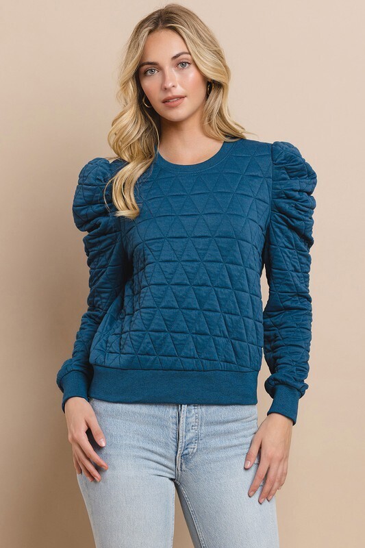 Quilted Puffy Shoulder-Navy