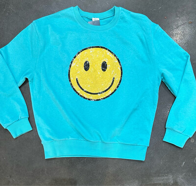 Aqua Smiley Pullover