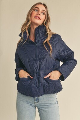 Quilted Pullover-Navy