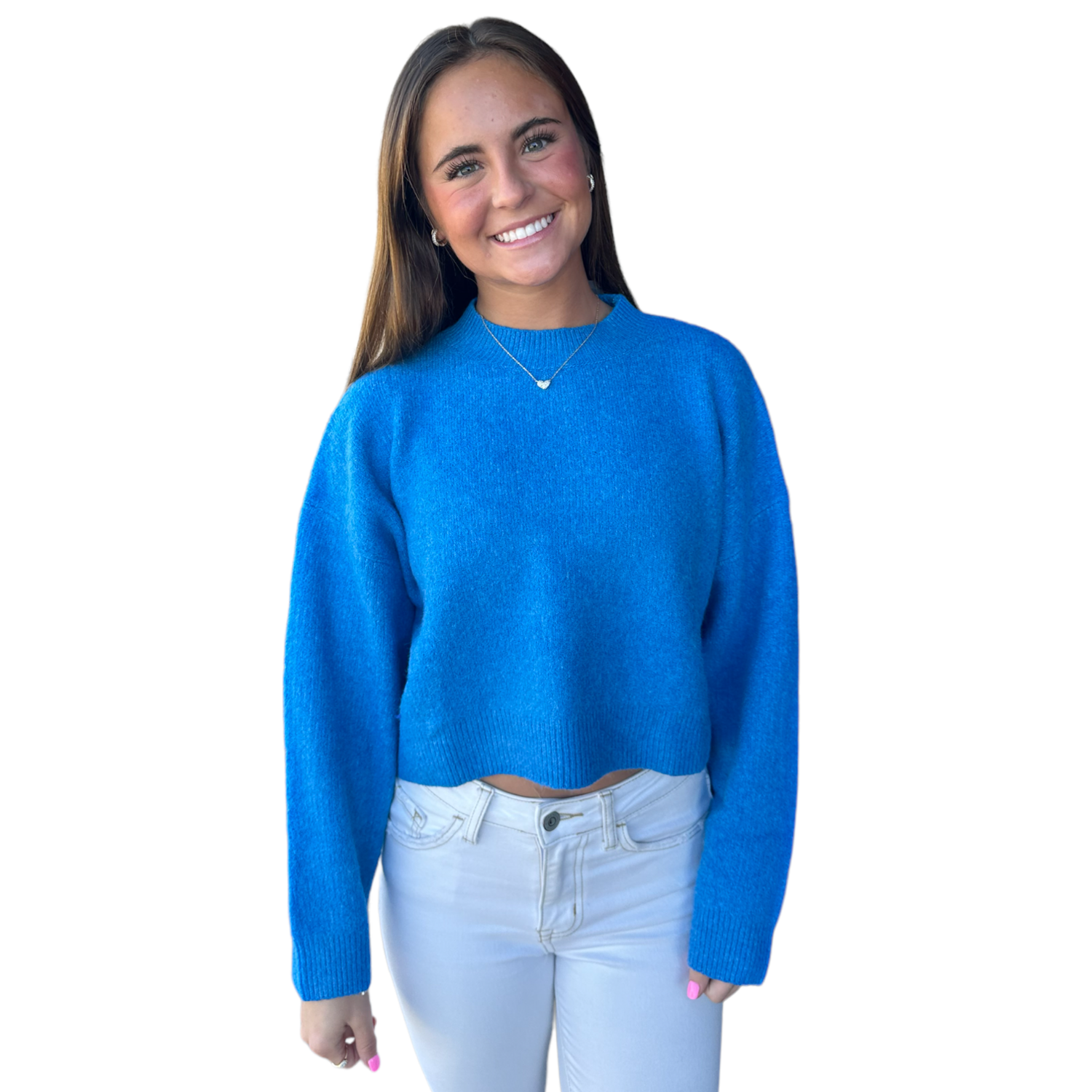 Taylor Crop Sweater-Blue