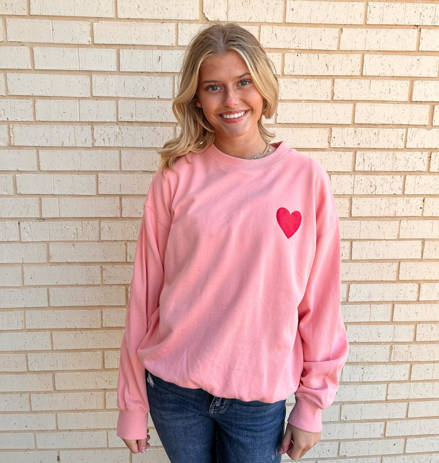Tiny Heart Pullover-Pink