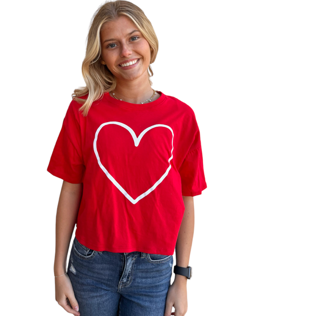 Heart Crop Top-Red