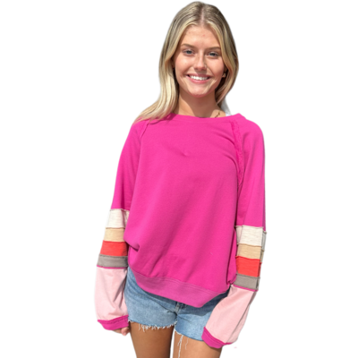 Nina Colorblock Pullover-Pink