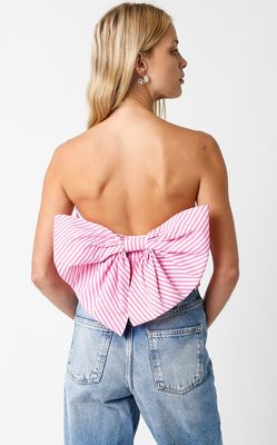 Bow Back Tube Top-Pink